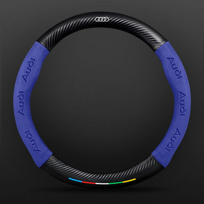 Anti-Rutsch 3D Prägung Kohlefaser Leder Auto Lenkradbezug Universelle Passform