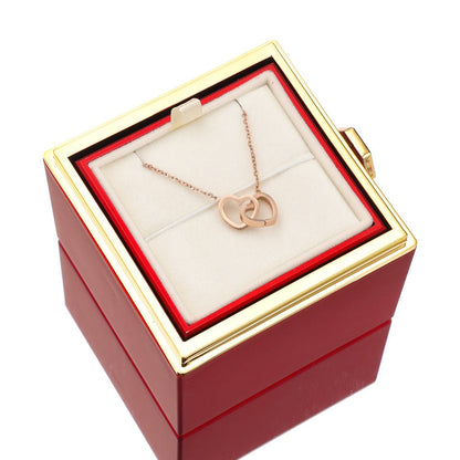 Vivolux | [Ideales Geschenk] Ewige Rosenbox - Mit gravierter Halskette & künstlicher Rose