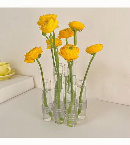 Vivolux | Flexibler Blumenvasen mit Scharnieren | Moderne Glasrohrvase