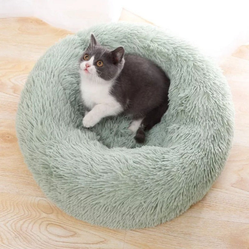 Vivolux | PawNest Beruhigendes Donut-Katzenbett | Rundes Plüsch Nest | Stresslindernd & Gemütlich | Perfekt für Katzen & kleine Hunde