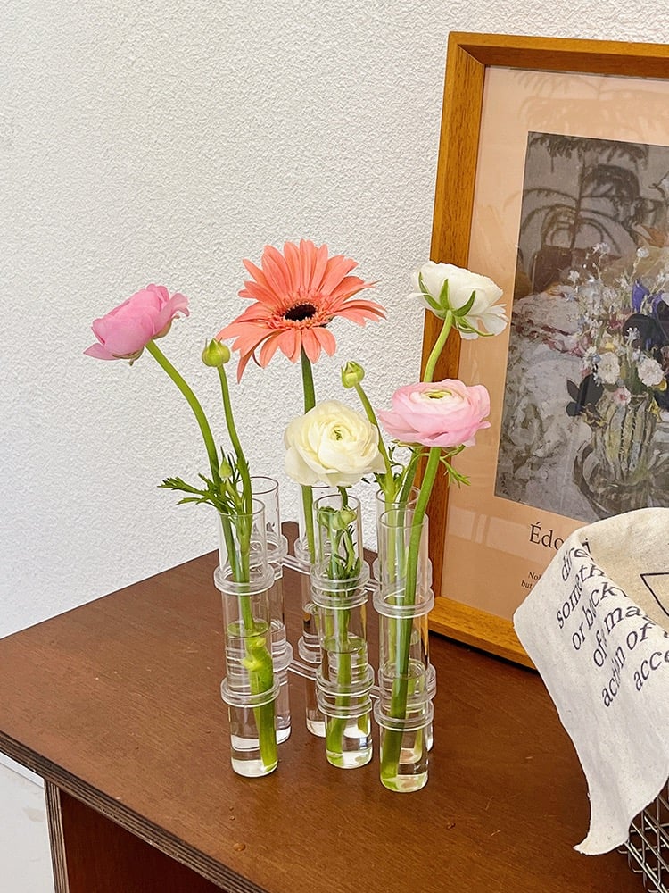 Vivolux | Flexibler Blumenvasen mit Scharnieren | Moderne Glasrohrvase