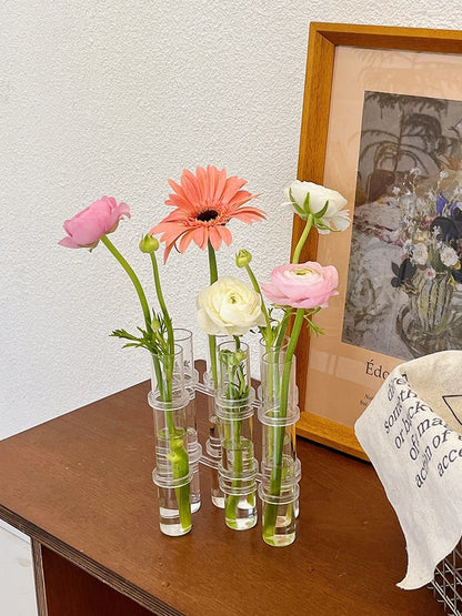 Vivolux | Flexibler Blumenvasen mit Scharnieren | Moderne Glasrohrvase