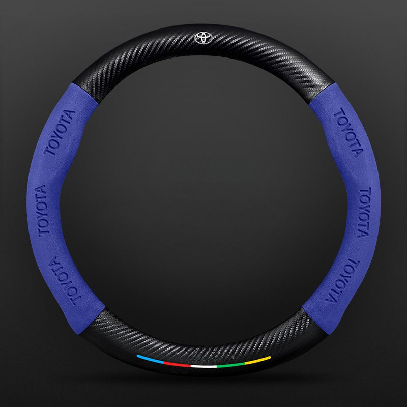 Anti-Rutsch 3D Prägung Kohlefaser Leder Auto Lenkradbezug Universelle Passform