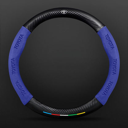 Anti-Rutsch 3D Prägung Kohlefaser Leder Auto Lenkradbezug Universelle Passform