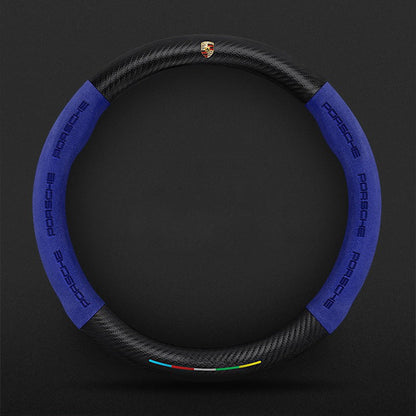 Anti-Rutsch 3D Prägung Kohlefaser Leder Auto Lenkradbezug Universelle Passform