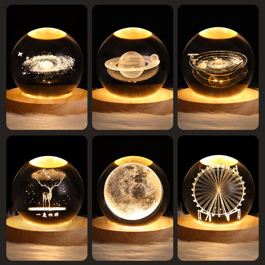 Vivolux | LED Nachtlicht Galaxy Kristall Ball Tisch Lampe 3D Planet Mond Lampe Schlafzimmer Wohnkultur Für Kinder Party Kinder Geburtstag geschenke