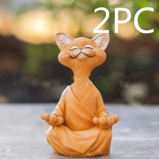 Vivolux | Verspielt Schwarze Buddha Katze Figur Meditation Yoga Sammlerstück Glückliche Katzen Dekor Zuhause Garten Dekoration Gartenornament