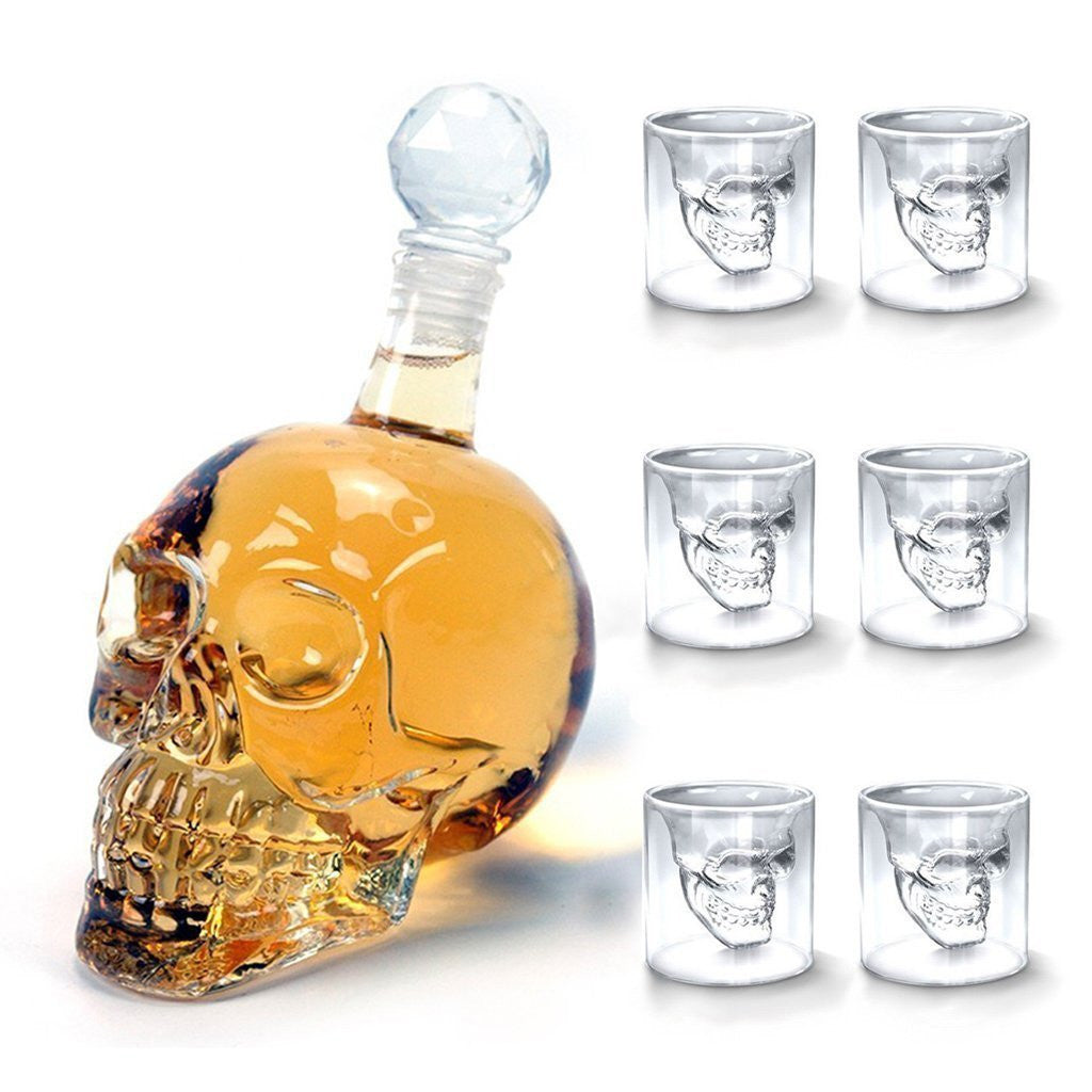Vivolux | Skull Karaffe Dekanter & 6 Schnapsgläser