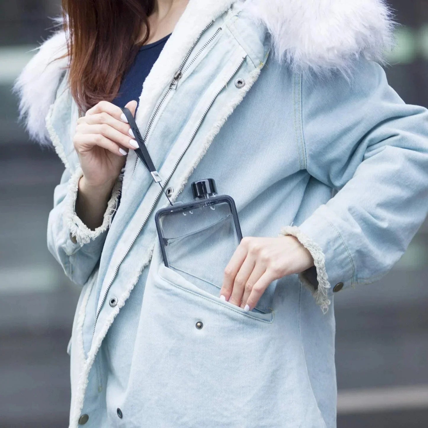 Vivolux | Flache transparente Wasserflasche