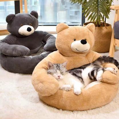Vivolux | Süßes abnehmbares Kuschelbär-Katzenbett