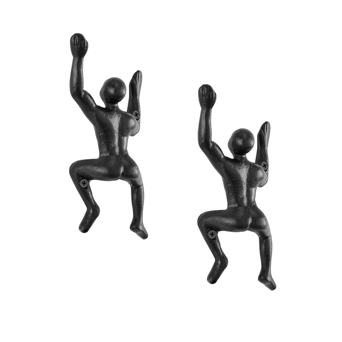 Vivolux | "Wandkletterer" Gusseisen Dekorative Schwarze Wandmontagehaken (Set von 2)