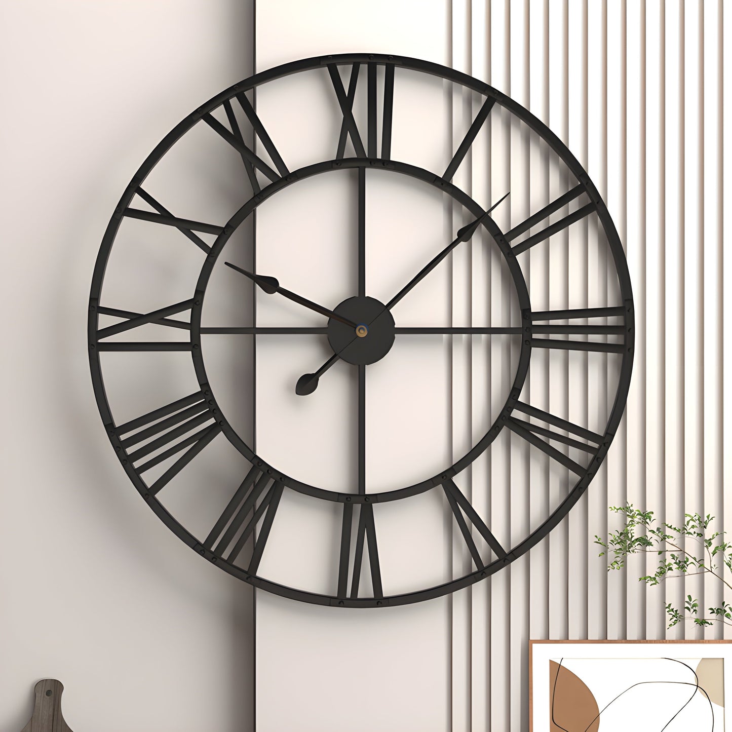 Vivolux | Römische Ziffern Eisen Kunst Wand Uhr