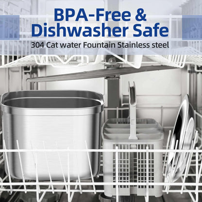 Vivolux | Katzenwasserbrunnen aus Edelstahl Ruhiger Spender