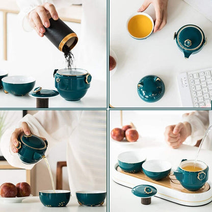 Vivolux | Keramik-Lucky-Cat-Kuai-Ke-Tasse – Porzellan-Teetasse mit Sieb, Filter und Deckel, tragbares Tee-/Kaffeetassen-Set für Büro, Reisen, Teegeschirr