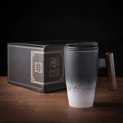 Vivolux | Große Tasse, Keramik-Teetasse mit Deckel. Große Teetasse mit Deckel