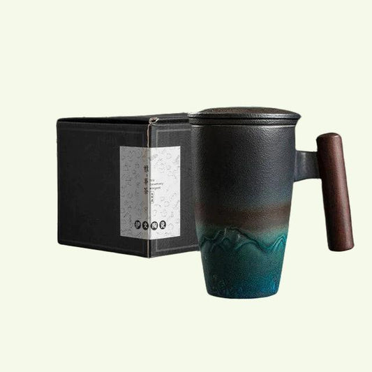Vivolux | Große Tasse, Keramik-Teetasse mit Deckel. Große Teetasse mit Deckel