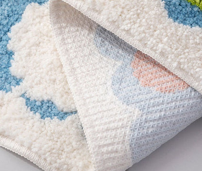 Vivolux | Bunte Blumen Badezimmermatte, Orange Flora Weicher Badezimmerteppich, Gewebte Badematte, Lila Tulpe Wasserabsorbierende Rutschfeste Badematte