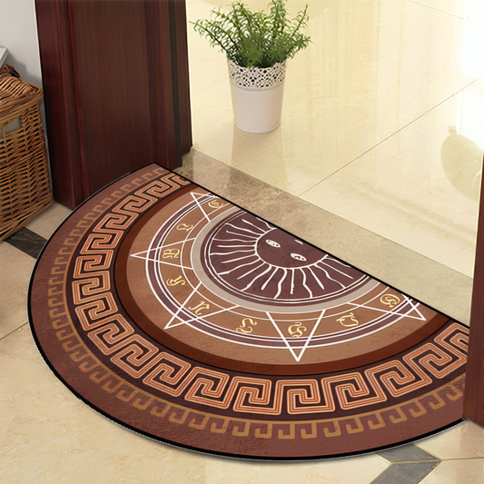 Vivolux | Runde Mandala Teppich - Dicke rutschfeste Matte, maschinenwaschbar, perfekt für Wohnzimmer, Flur und draußen – Polyester