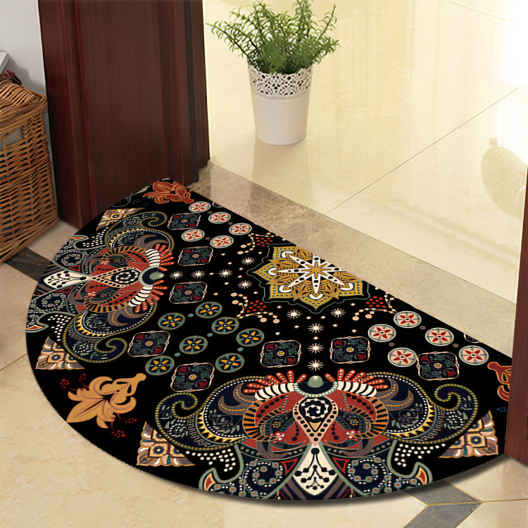 Vivolux | Runde Mandala Teppich - Dicke rutschfeste Matte, maschinenwaschbar, perfekt für Wohnzimmer, Flur und draußen – Polyester