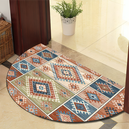 Vivolux | Runde Mandala Teppich - Dicke rutschfeste Matte, maschinenwaschbar, perfekt für Wohnzimmer, Flur und draußen – Polyester