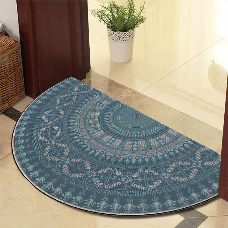 Vivolux | Runde Mandala Teppich - Dicke rutschfeste Matte, maschinenwaschbar, perfekt für Wohnzimmer, Flur und draußen – Polyester