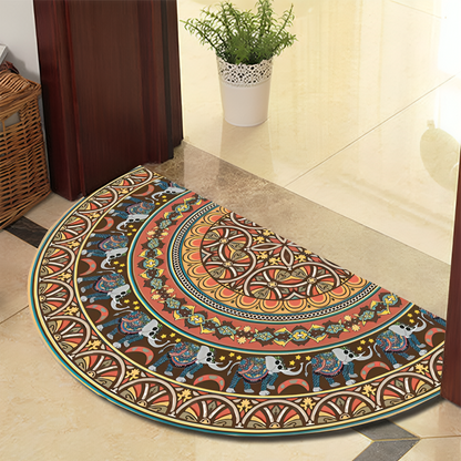 Vivolux | Runde Mandala Teppich - Dicke rutschfeste Matte, maschinenwaschbar, perfekt für Wohnzimmer, Flur und draußen – Polyester