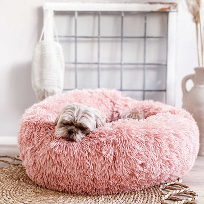 Vivolux | Runder Plüsch Beruhigender Donut Hundebett für kleine bis große Hunde