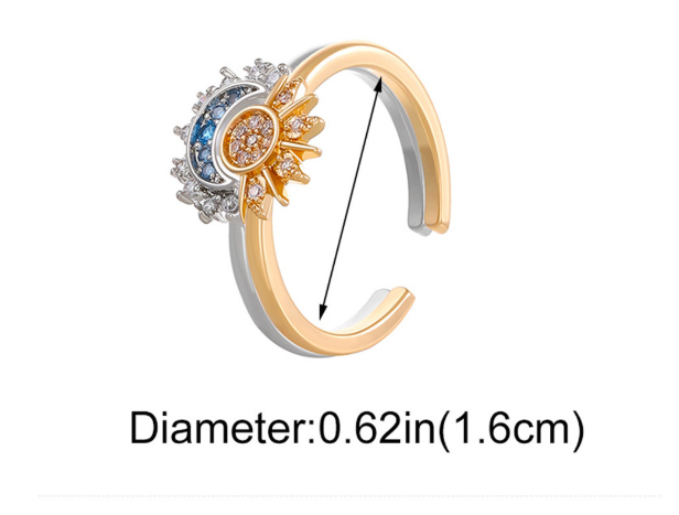 Vivolux | Kristall Statement Ring mit Sonnen- und Monddesign