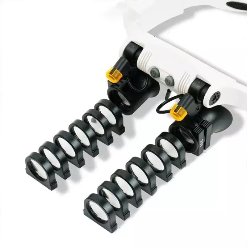 Vivolux | Juwelier Kopfband Vergrößerungsglas 8 Linse LED Licht Brille