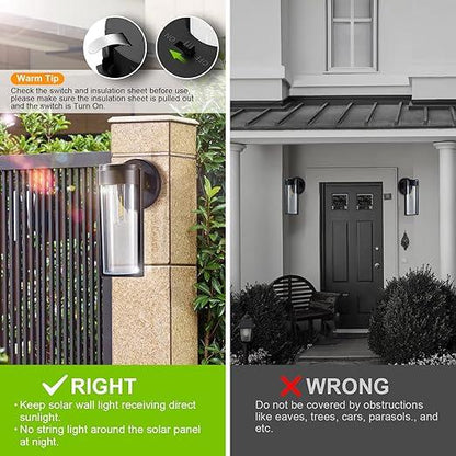 Vivolux | Solar-Wandleuchten Solarbetriebene Decklichter, Automatisches Ein/Aus Wasserdichte Solar-Außenlichter Wandmontage Solar-Dekorationslichter für Wandzaun Patio-Pfosten Garten Veranda
