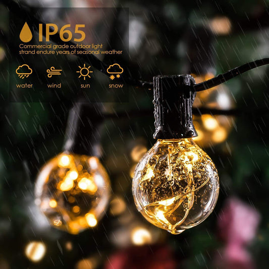 Vivolux | LED Außen-Lichterkette 35 FT G40 Patio-Lichterkette Verlinkbar Dimmbar Wasserdicht Dekorative Beleuchtung mit Fernbedienung für Garten Hochzeitsfeier Dekorationen