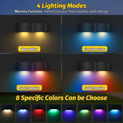 Vivolux | Solarzaunlichter Außeneigenwandlichter Wasserdicht IP65, Warmweiß & RGB 8 spezifische feste Farben für Zaun Wand Schritt Deck Patio