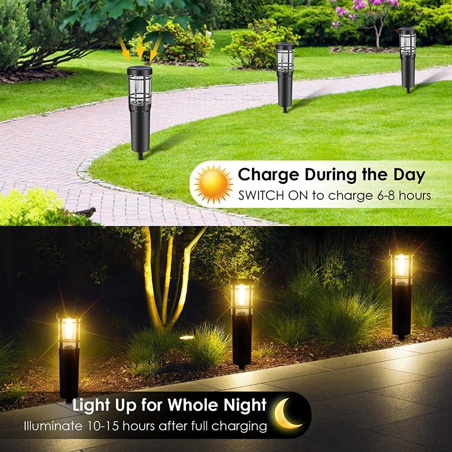 Vivolux | Solar-Weglichter, Solar-Außenlichter bis zu 14 Std. Außen wasserdicht, IP65 wasserdichte Solar-Gartenlichter für Pfade Weg Gehweg