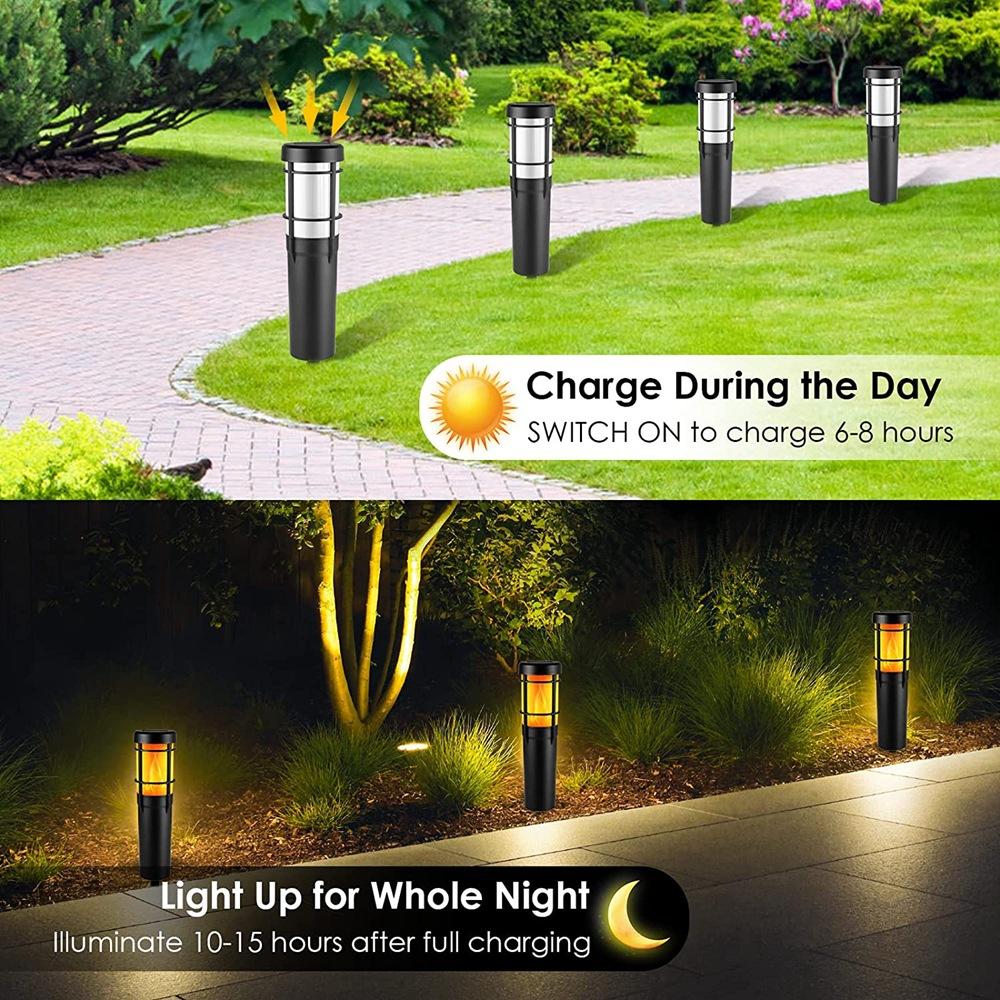 Vivolux | Solar-Wegeleuchten für den Außenbereich, mit flackernder Flamme und RGB-Farbwechsel, LED-Solar-Außenleuchten für Hof, Garten, Weg, Rasen - IP65 wasserdicht