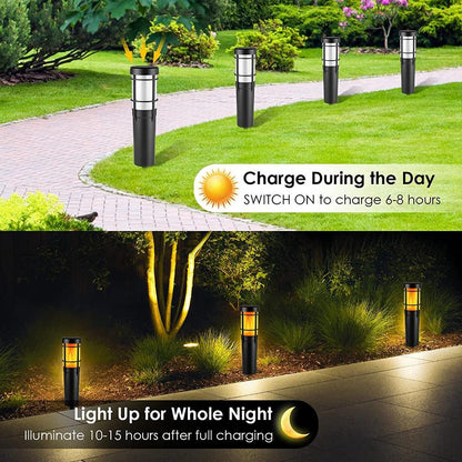 Vivolux | Solar-Wegeleuchten für den Außenbereich, mit flackernder Flamme und RGB-Farbwechsel, LED-Solar-Außenleuchten für Hof, Garten, Weg, Rasen - IP65 wasserdicht