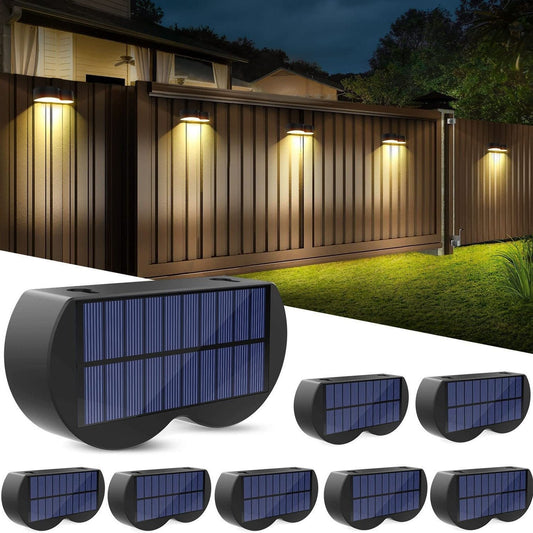 Vivolux | Solarzaunlichter Außeneigenwandlichter Wasserdicht IP65, Warmweiß & RGB 8 spezifische feste Farben für Zaun Wand Schritt Deck Patio