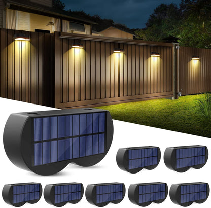 Vivolux | Solarzaunlichter Außeneigenwandlichter Wasserdicht IP65, Warmweiß & RGB 8 spezifische feste Farben für Zaun Wand Schritt Deck Patio