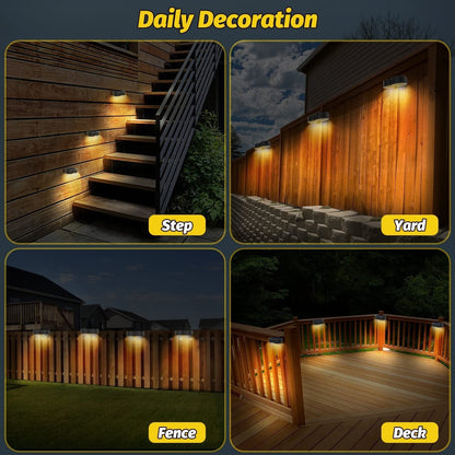 Vivolux | Solarzaunlichter Außeneigenwandlichter Wasserdicht IP65, Warmweiß & RGB 8 spezifische feste Farben für Zaun Wand Schritt Deck Patio