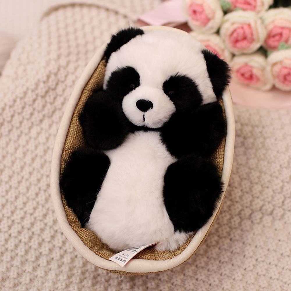 Kawaii Baby Panda Im Korb Plüschtier