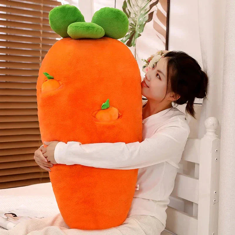 Vivolux | Flauschige Karotten-Plüschfigur mit Mini-Hängemöhren