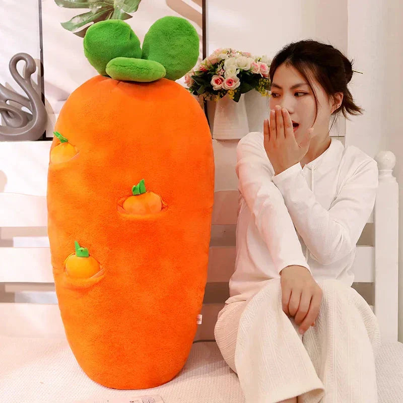 Vivolux | Flauschige Karotten-Plüschfigur mit Mini-Hängemöhren