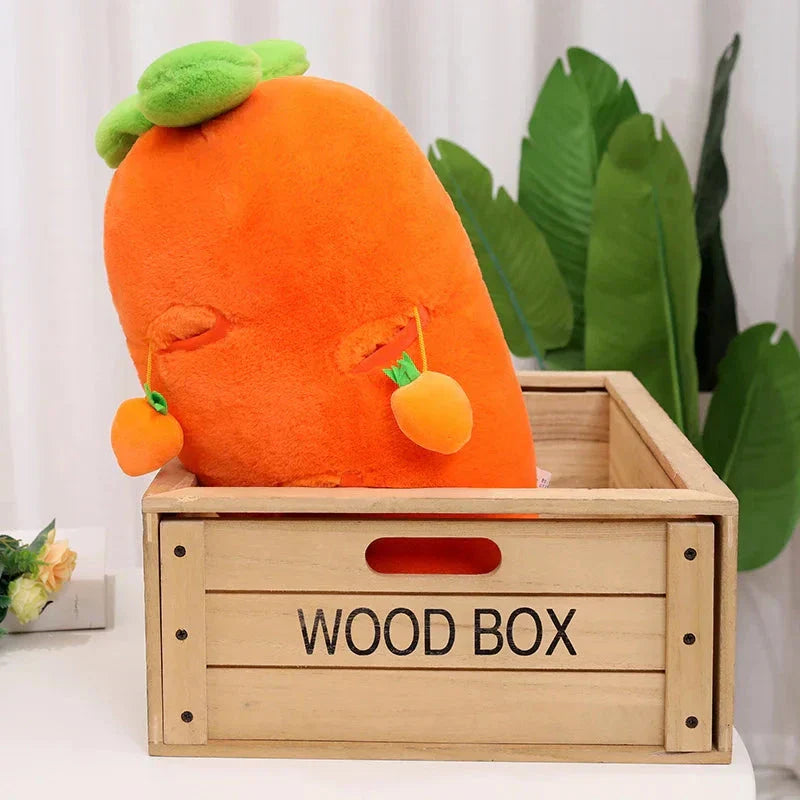 Vivolux | Flauschige Karotten-Plüschfigur mit Mini-Hängemöhren