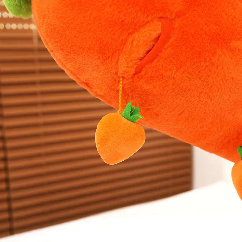 Vivolux | Flauschige Karotten-Plüschfigur mit Mini-Hängemöhren