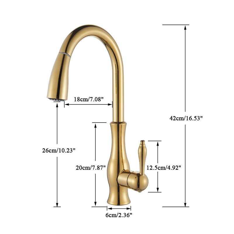 Vivolux | Messing Küchenarmatur Pull Out Mixer Spüle Wasserhahn 360 Rotation Single Handle