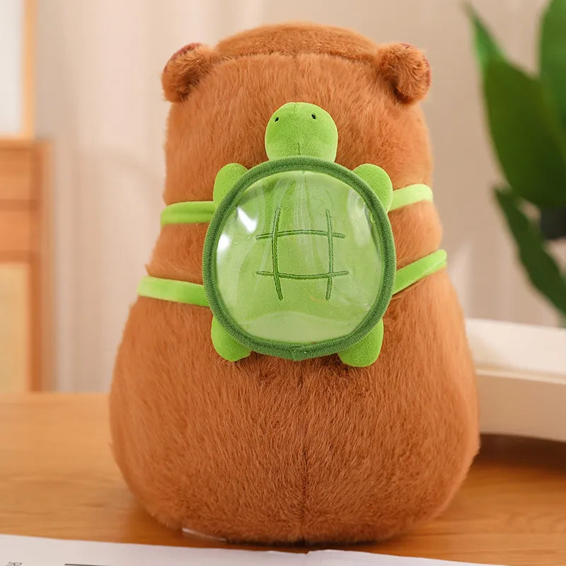 Vivolux | Süßer Capybara-Plüsch mit Schildkröten-Rucksack - CapyBuddy