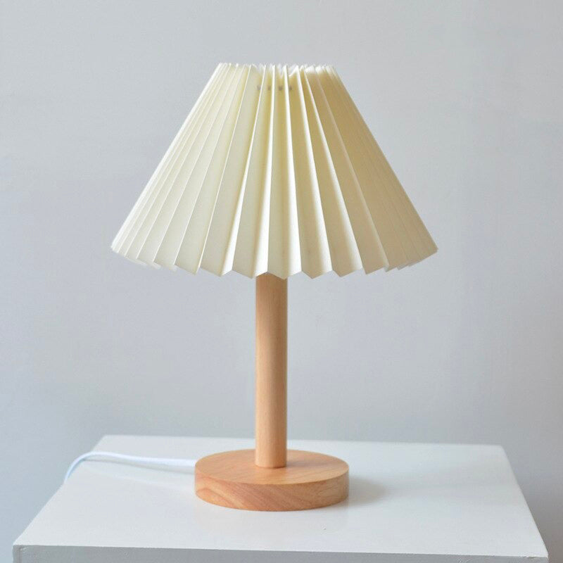 Vivolux | Holz Nachttischlampe mit gefaltetem Schirm