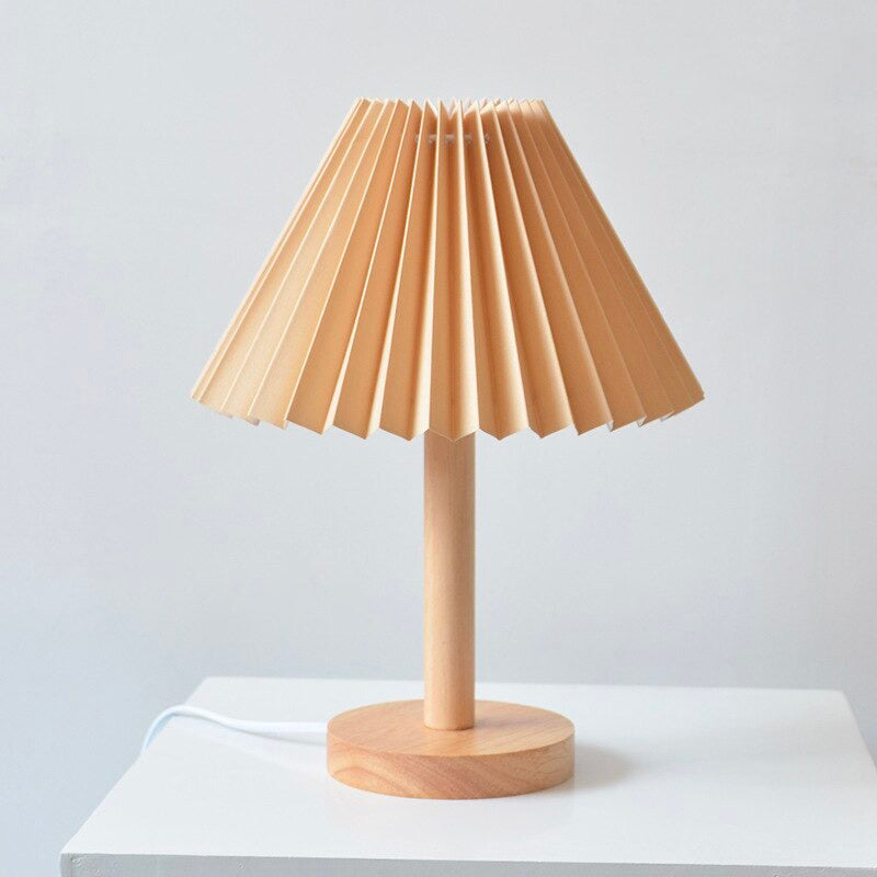 Vivolux | Holz Nachttischlampe mit gefaltetem Schirm