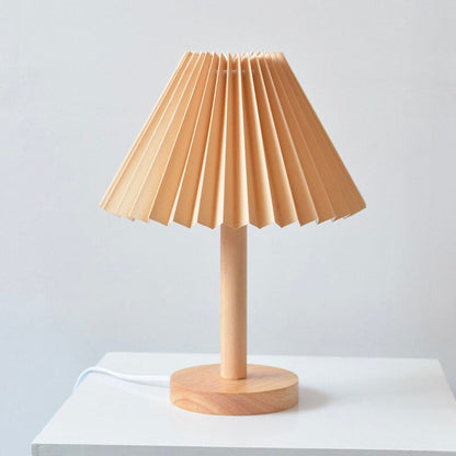 Vivolux | Holz Nachttischlampe mit gefaltetem Schirm