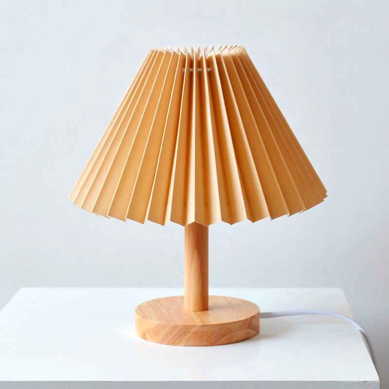 Vivolux | Holz Nachttischlampe mit gefaltetem Schirm
