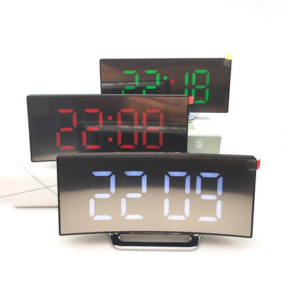 Vivolux | LED Digitaler Wecker – Gebogener Spiegelbildschirm, Tischwecker mit Schlummerfunktion, Elektronisches Tischdisplay, Schlafzimmer- und Wohnkultur